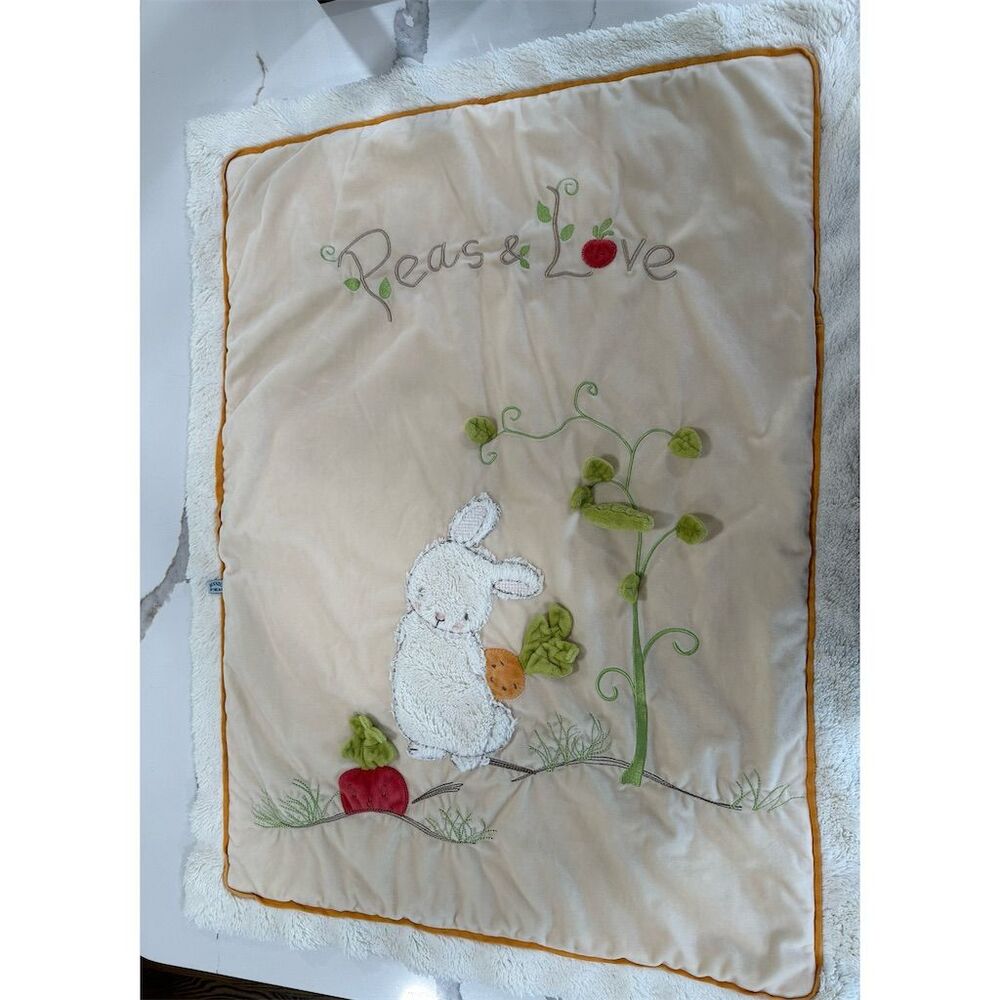 Bunnies By The‎ Bay Crib Quilt Peas and Love Bunny Garden Theme Wall Hanging